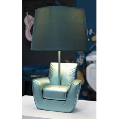 LAMPA NOCNA MIDCENTURY TURKUSOWA Ø 26X43 cm